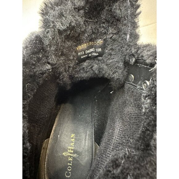 Cole Haan Waterproof Henson Wedge Black Leather Shearling Genuine Sheep sz 10B - Picture 10 of 10